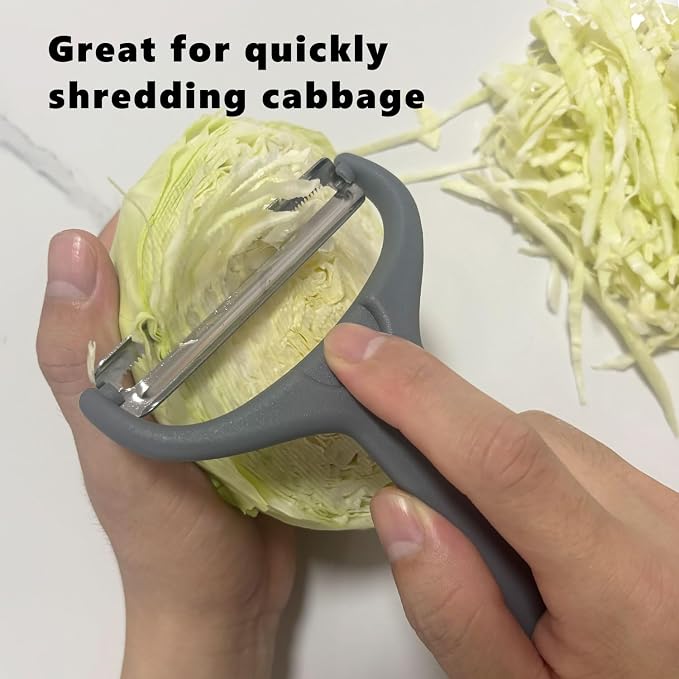 Cabbage Shredder Slicer Wide Mouth Vegetable Peeler - Extra-Wide Stainless Steel Blade with Non-Slip Grip for Effortless Coleslaw, Salad Prep & Meal Prep - Commercial Grade Kitchen Tool