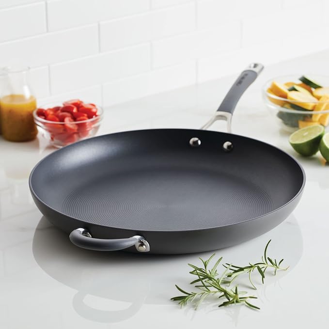Circulon - 83906 Circulon Radiance Hard Anodized Nonstick Frying Pan / Fry Pan / Hard Anodized Skillet with Helper Handle - 14 Inch Large Skillet, Gray