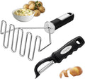 Spring Chef Stainless Steel Potato Masher & Durable Vegetable Peeler Set | Fruit & Food Smasher For Avocado, Banana, Eggs and Durable Potato Peeler with Sharp Blades & Soft Grip for Veggies & Fruits