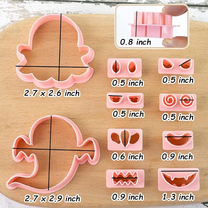 Mini Ghost Cookie Cutters, DIY 3d Halloween Raised Design Cookie Stamps | Cookie Cutter Set suitable for Frosting Decoration, Mini Gingerbread Pie Molds, Day of The Dead Decorations