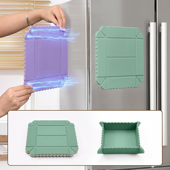 Magnetic Silicone Trivet Mat - Heat Resistant Hot Pad for Hot Dishes, Pots & Pans, Non-Slip Table & Countertop Protector (Green)