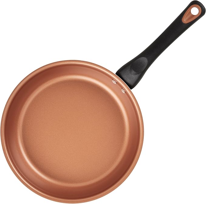 Farberware Glide Copper Ceramic Nonstick Egg Poacher Pan with Lid, 8-Inch, Black