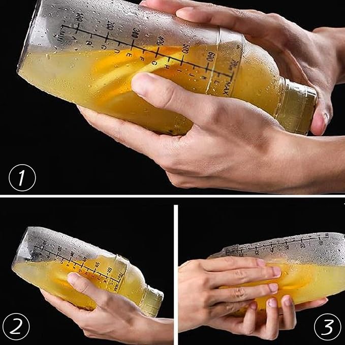 2 Pcs Plastic Cocktail Shaker,Drink Mixer Hand Shaker Cup with Scales,Bar Tool Transparent (24 oz / 700cc)