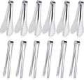 JCREN 12 Pack Mini Tongs - Small Stainless Steel Food Tongs for Serving Appetizers, Tea Party, Coffee, Desserts - 5 inch - Silver