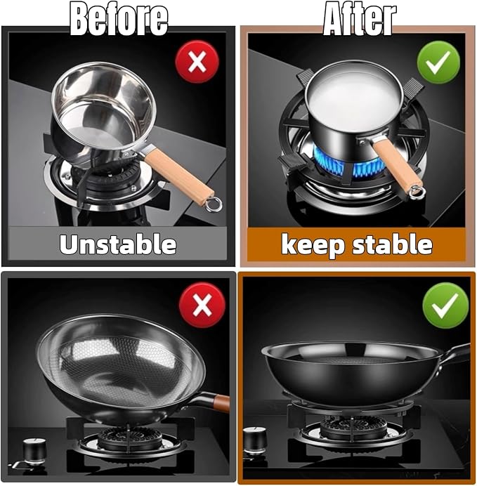 Cast Iron Wok Support Ring for Moka Pot, 2 in 1 Gas Ring Reducer Stovetop Stand for Wok small Saucepan Coffee Pot, Reducer Ring Holder for Gas Stove Hobs Cooker