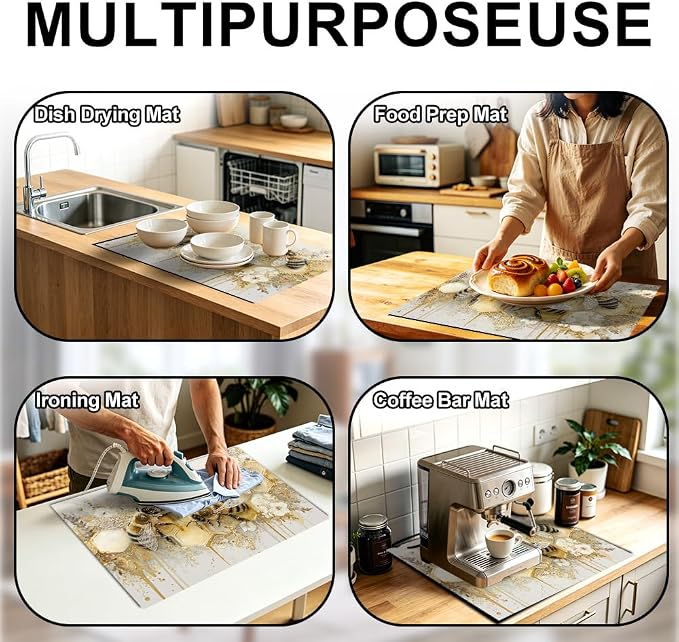 Bee Honey Stove Top Cover 28x20 Inch Decorative Electric Stove Cover | Heat Resistant Cooktop Protector Mat with Non-Slip Backing, Scratch Protection and Countertop Drying Mat.