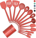 Coukre Silicone Kitchen Cooking Utensils Set, Heat Resistant, 14-Piece | Dishwasher-Safe, Food-Grade Silicone, BPA-Free, Spatulas, Spoons & Turner, Safe for Nonstick Cookware, PureRed