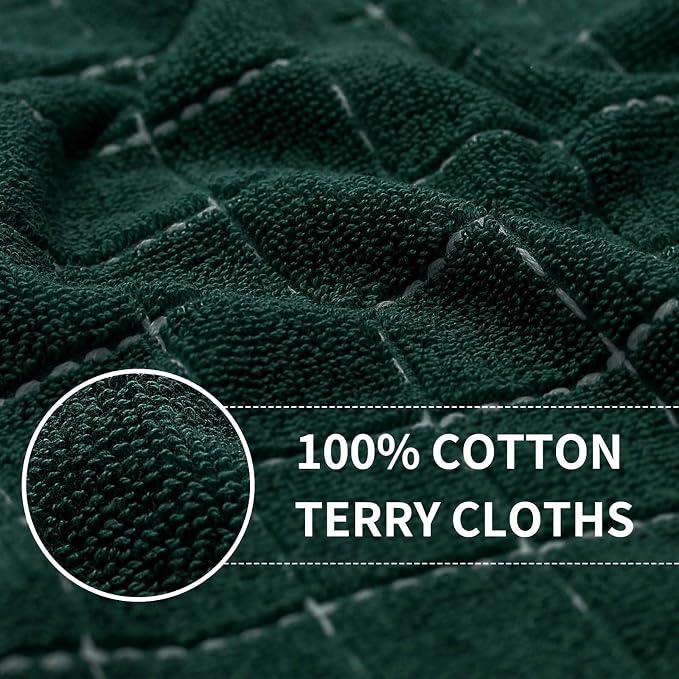 Homaxy Kitchen Towels and Dishcloths Set, Set of 16, Blackish Green | Bulk Cotton Terry Kitchen Towels, Checkered Designed, Soft and Super Absorbent Dish Towels, 12 x 12 and 13 x 28 Inches
