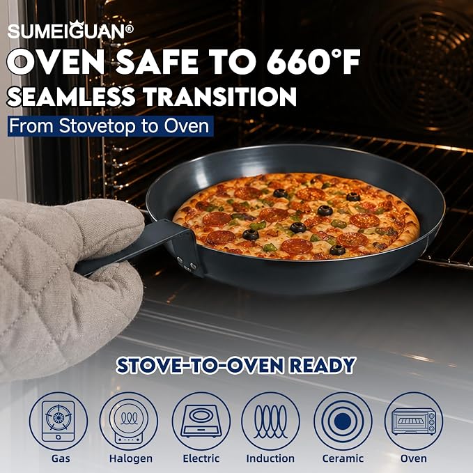 10" Carbon Steel Frying Pan, Pre-Seasoned Nonstick & Chemical-Free | Detachable Silicone Handle Cover, Oven & Dishwasher Safe, Induction Compatible, Chemical-Free Cooking Surface