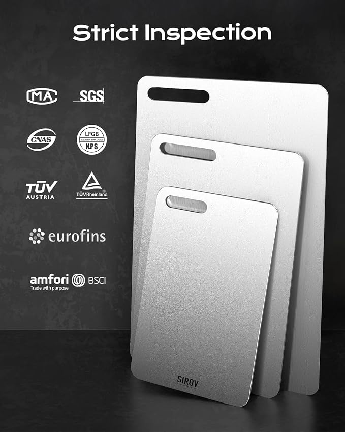 Katori Titanium Cutting Board, 100% Pure Titanium Cutting Boards For Kitchen, Best Non Toxic chopping board, Dishwasher safe, Hygiene and Durability for Meat and fruit, New Package Design (3 PCS)