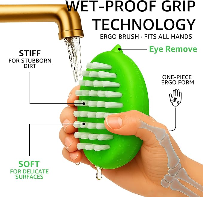 2-Pack Produce Brush, Soft Firm Bristles for Vegetables, Green | Soft and firm bristles for fresh produce, fruits, leafy greens, potatoes