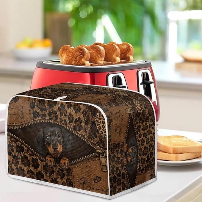 Dachshund Print Toaster 2 Slice Cover Dust-proof & Anti Fingerprint Bread Maker Machine Covers Leopard Print Small Kitchen Appliance Covers
