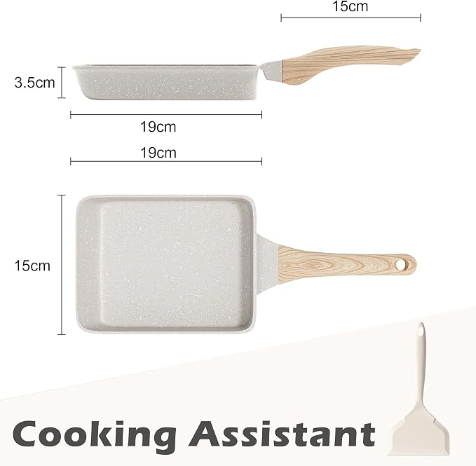 Caannasweis Granite Tamagoyaki Pan Japanese Breakfast Omelette Egg Pan | Nonstick Omelette Skillet Frying Pan Egg & Tamagoyaki Cooker Suitable for Gas Stove & Induction Cookware, PFOA PFOS Free