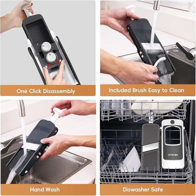 Safe Mandoline Slicer for Kitchen, Vegetable & Food Cutter, Easy to Clean | Safe Mandoline Slicer for Kitchen, Rapid Prep Veggie Slicer Cutter/Onion Slicer, Free Grater/Cleaning Brush