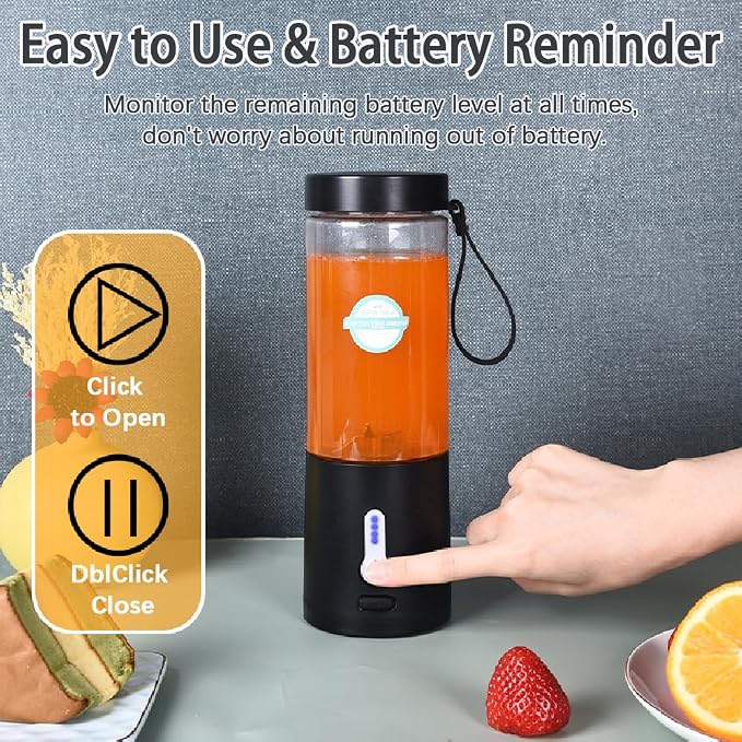 Portable Blender for Smoothies and Shakes, USB-C Rechargeable Personal Blender with 6 Stainless Steel Blades, Mini Juicer BPA Free, Portable Juicer for Kitchen Gyms Office Travel Outgoing