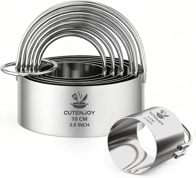 6 Pcs Large Cookie Cutters, Round Biscuit Cutter Set with Handle | (2-3.9 Inch) Dishwasher-Safe, Comfortable Grip, Professional Baking Dough Cutter Tools for Thick Dough, Biscuits & Fondant