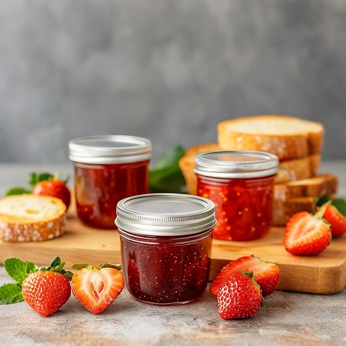 ComSaf 8 oz Wide Mouth Mason Jars Bulk Set, 12 Pack Small Jars with Lids | BPA-Free,Half-Pint Portion, Chunky Salsa, Overnight Oats, Party Favors, Meal Prep, DIY Candles, For Big Canning Project