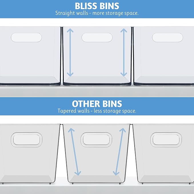 STORi Bliss 10" x 6" Open Clear Pantry Organizer Bin, Set of 2, Plastic Containers with Handle for Kitchen, Fridge, Cabinet, Closet, Bathrom, Undersink Storage Made in USA