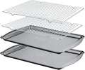 Baking Sheet with Cooling Racks - 17'' x 11" x 0.5" Carbon Steel Cookie Sheets for Baking [2 Sheets + 2 Racks], Nonstick Baking Pans, Perfect for Baking, Roasting, and More