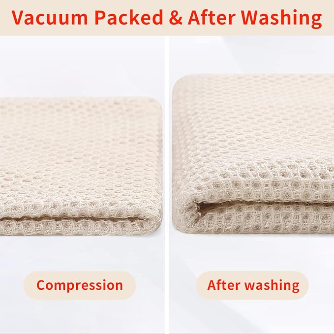 Homaxy 100% Cotton Oversized Waffle Weave Kitchen Towels 4-Pack, Beige | 20 x 28 Inches, Ultra Soft Absorbent Dish Towels, Quick Drying Large Cleaning Towels