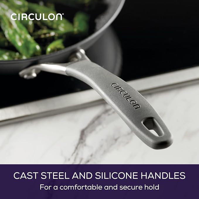 Circulon A1 Series with ScratchDefense Nonstick Induction 8.5-Inch and 10-Inch Frying Pan Set, Induction Cookware, 2-Piece, Graphite