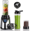 COKUNST Smoothie Blender, Personal Blender with 2 To-Go Cups & Lids, Black | 25,000 RPM Powerful Motor, Blender and Grinder Combo, One-Button Pulse, BPA Free, Compact Size, for Kitchen, Frozen Drinks