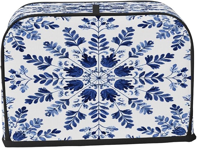4 Slice Toaster Cover Blue Ethnic Flower Toaster Covers Four Slice Wide Slot Waterproof and Dustproof Covers for Wide Slot Toasters and Small Appliances Kitchen Decor Gifts