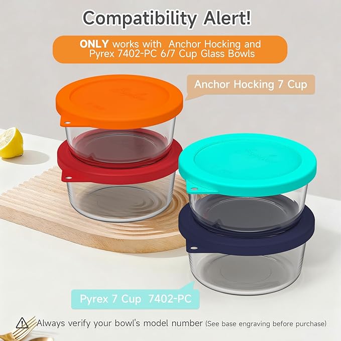 SOPHICO 7Cup Round Silicone Lid Replacement for Pyrex&AnchorHocking 7402-PC | Food Grade Silicone, Leakproof、Airtight Lids, Dishwasher Microwave Safe