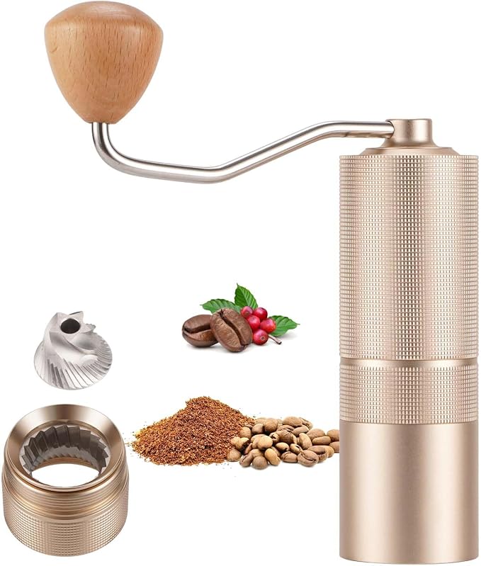 Popsweet C38 Manual Coffee Grinder With Detachable Stainless Steel Tapered Outer Burrs, Grinder 400 pounds Coffee Beans, 36 Manual Adjustable Espresso Grinder, Perfect For Homes, Offices, And Camping