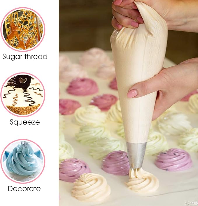 VolksRose 100Pcs Disposable Piping Bags, 12inch Anti Burst and Non-Slip Pastry Bags, Thicken Cake Decorating Bags Icing Piping Bags for Cake Cupcakes Cookies Frosting, White