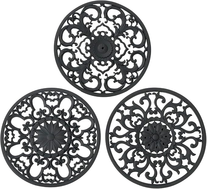 Extra Thick Silicone Trivet Mat for Hot Dishes, Hot Pots and Pans, Pot Holder, Hot Pad to Protect Your Table and Countertop, Kitchen Decor and Accessories,Black,Set of 3