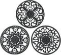 Extra Thick Silicone Trivet Mat for Hot Dishes, Hot Pots and Pans, Pot Holder, Hot Pad to Protect Your Table and Countertop, Kitchen Decor and Accessories,Black,Set of 3