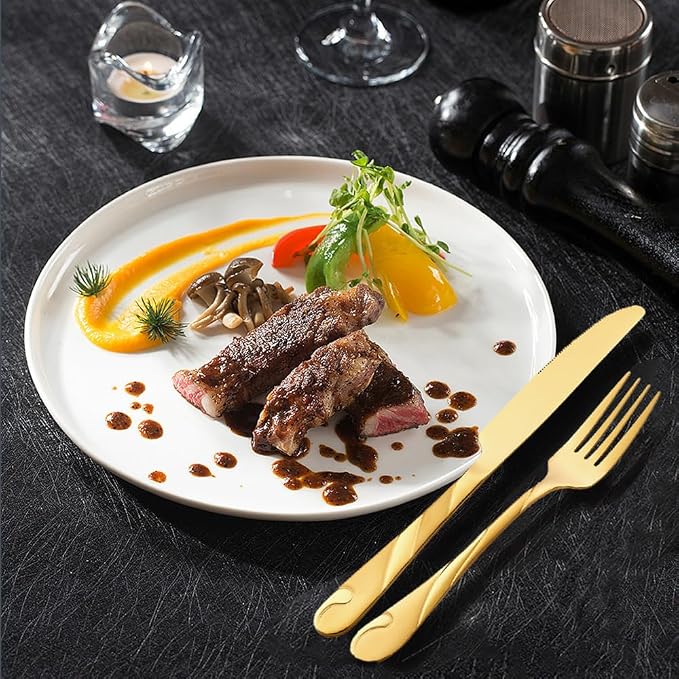 Gold Silverware Set for 12, 60-Piece Stainless Steel Flatware Set