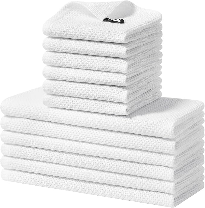 Homaxy 12 Pack 100% Cotton Kitchen Towels and Dishcloths Set, White | 12 x 12 Inches and 13 x 28 Inches Kitchen Towels Set, Ultra Soft Absorbent Dish Cloths for Washing Dishes