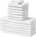 Homaxy 12 Pack 100% Cotton Kitchen Towels and Dishcloths Set, White | 12 x 12 Inches and 13 x 28 Inches Kitchen Towels Set, Ultra Soft Absorbent Dish Cloths for Washing Dishes