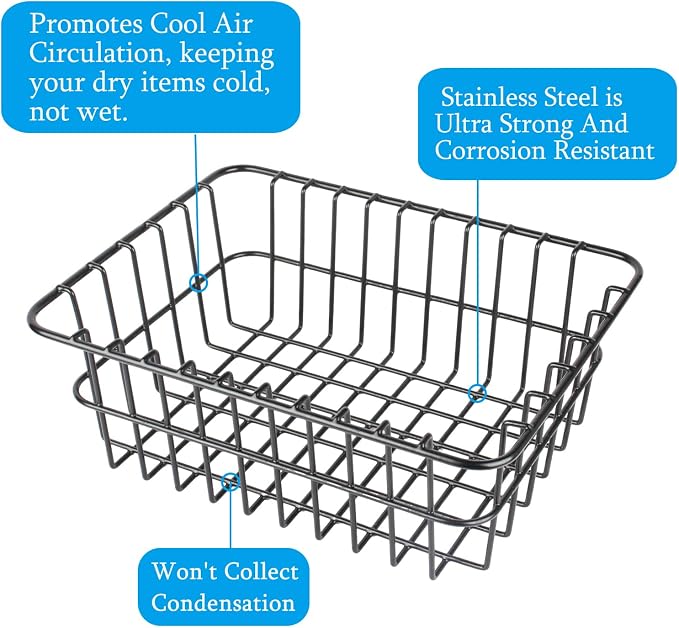 Cooler Basket for RTIC 52/72Qt Ultra-Light Wheeled Coolers,Inside Dry-Goods Basket fits Coleman 54 Qt Steel Belted/Ninja FrostVault Cooler,Stainless Steel Wire Rack