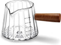 Espresso Measuring Cup 6 Oz, Espresso Glass Cups with Wood Handle, Milk Frothing Cup, Espresso Cup for Coffee, Milk, Tea or Maple Syrup Serving