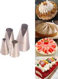Saint Honore Piping Tips, 4 V-Shaped Pastry Nozzles for Cakes