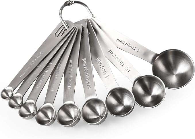 Measuring Spoons: U-Taste 18/8 Stainless Steel Measuring Spoons Set of 9 Piece: 1/16 TSP, 1/8 TSP, 1/4 TSP, 1/3 TSP, 1/2 TSP, 3/4 TSP, 1 TSP, 1/2 tbsp & 1 tbsp Dry and Liquid Ingredients | Kitchen Metal Measure Set, 1/16tsp, 1/8tsp, 1/4tsp, 1/3tsp, 1/2...