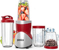 Ganiza Smoothie Blender, 900W Blenders Shakes and Smoothies, Red | 15-Piece Personal Blender and Grinder Combo for Kitchen, Smoothies Maker with 4 BPA-Free Portable Cup, Nutritious Recipe