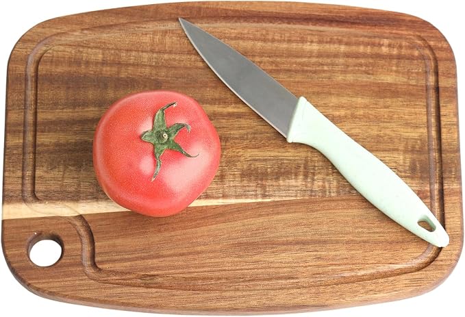 Donxote Acacia Wood Cutting Board, Reversible Small Cutting Board with Juice Groove & Hanging Hole, 10" x 7.3" Wooden Kitchen Prep Board