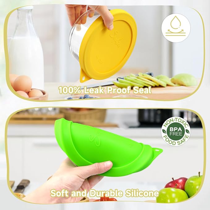 SOPHICO 4 Cup Silicone Lids Replacement for Pyrex & Anchor Hocking 7201-PC | Food Grade Silicone, Leakproof、Airtight Lids, Dishwasher Microwave Safe