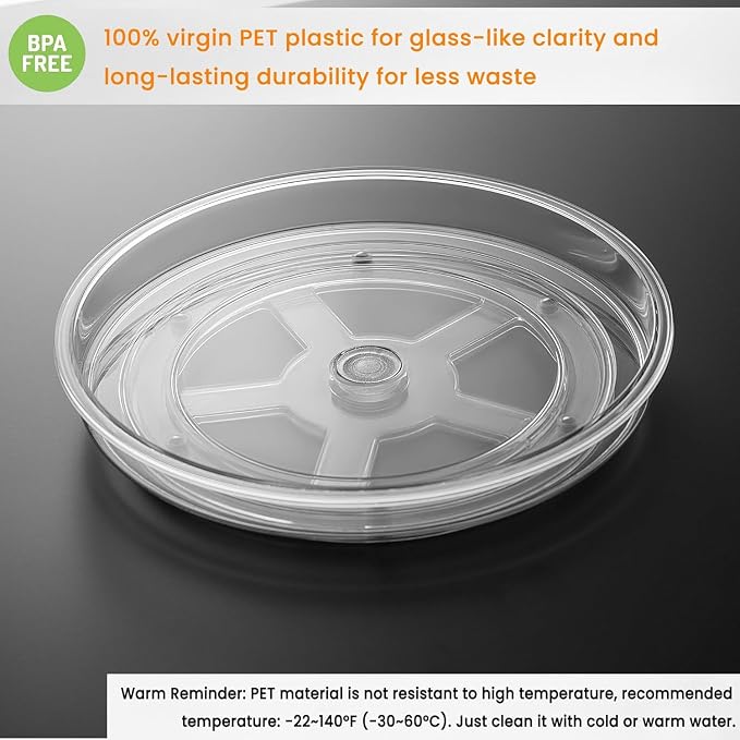 Clear Lazy Susan Organizer, Non-Skid Plastic 11" Lazy Susan Turntable for Cabinet Rotating Pantry Lazy Susan Cabinet Organizer, Storage Containers for Kitchen, Refrigerator Countertop