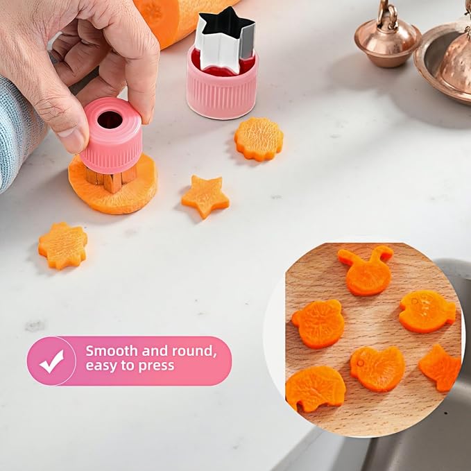 12-Piece Cookie Cutters Set-Stainless Steel&BPA-Free Shapes for Baking (Bear,Rabbit,Star,Flower) DIY Cookies,Mini Pies,Fondant,Veggies|Dishwasher Safe,Gift for teenager & Parents (12, Pink)