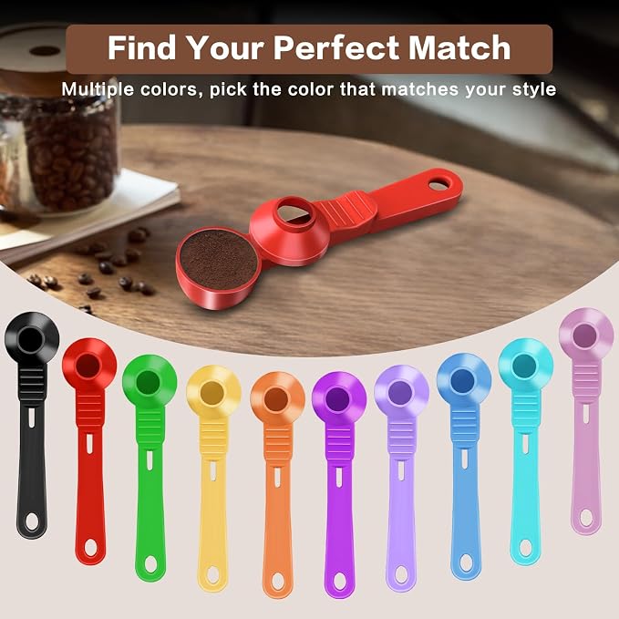2-in-1 Coffee Scoop with Funnel, 2 Tbsp Measuring Spoon for Reusable K Cups, Ground Coffee, Protein Powder & Tea, Mess-Free Plastic Design（Red-2pack）