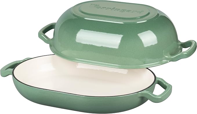 VORRINGARD Enameled Cast Iron Sourdough Bread Oven, Dutch Oven, Loaf Cast Iron Bread Pan for Homemade Bread Baking, Meatloaf Pan with Lid, 7QT, Sage Green