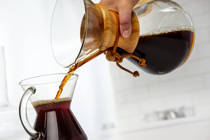 Chemex Pour-Over Glass Coffeemaker - Classic Series - 3-Cup - Exclusive Packaging | Manual Drip Coffee Brewer, Non-Porous Borosilicate Glass, Uses FP-2 Filters, Sediment-Free