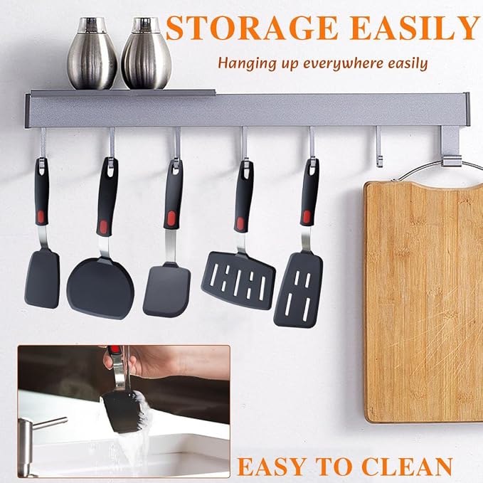 Silicone Spatula Set Turner 5-Pack Spatulas | for Nonstick Cookware 600°F Heat Resistant Kitchen Cooking Utensils Set for Egg, Pancake Fish Sticky Baking Dishwasher Safe
