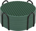 TWTLi Silicone Coasters Set of 8 with Holder — Non-Slip Drink Coasters for Coffee Table, Home Bar & Kitchen, Protects Wood & Marble Surfaces from Water Rings, Dishwasher Safe (Green)