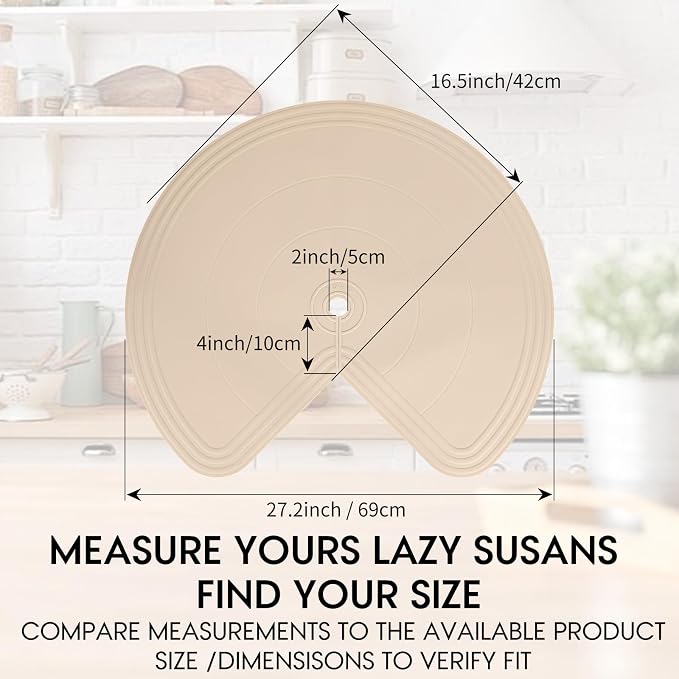 Lazy Susan Shelf Liner,Silicone Lazy Susan Liners for Kitchen Turntables – Non-Slip and Heat-Resistant for Added Convenience 2PCS
